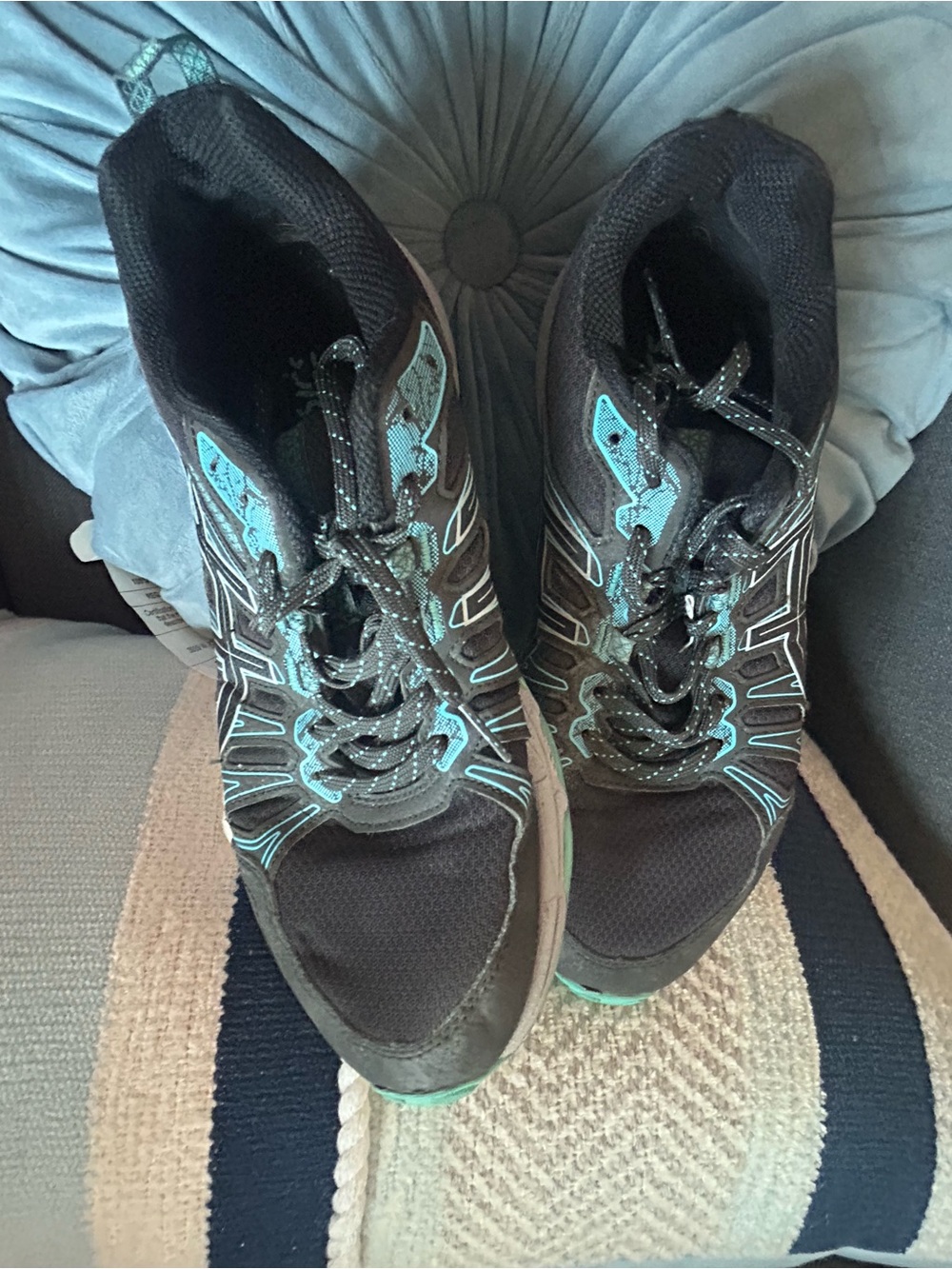 Asics Women's Athletic Sneakers - Black with Teal Accents